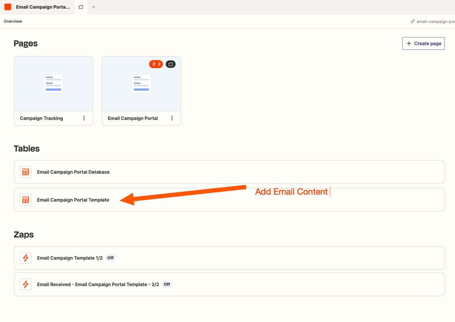 Email campaign portal screenshot