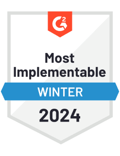 G2 Badge - Most Implementable - Winter 2024